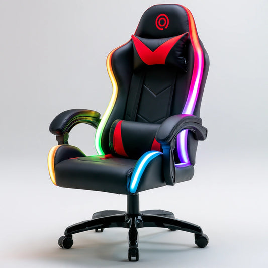 Fauteuil de jeu ergonomique en cuir, coloris noir