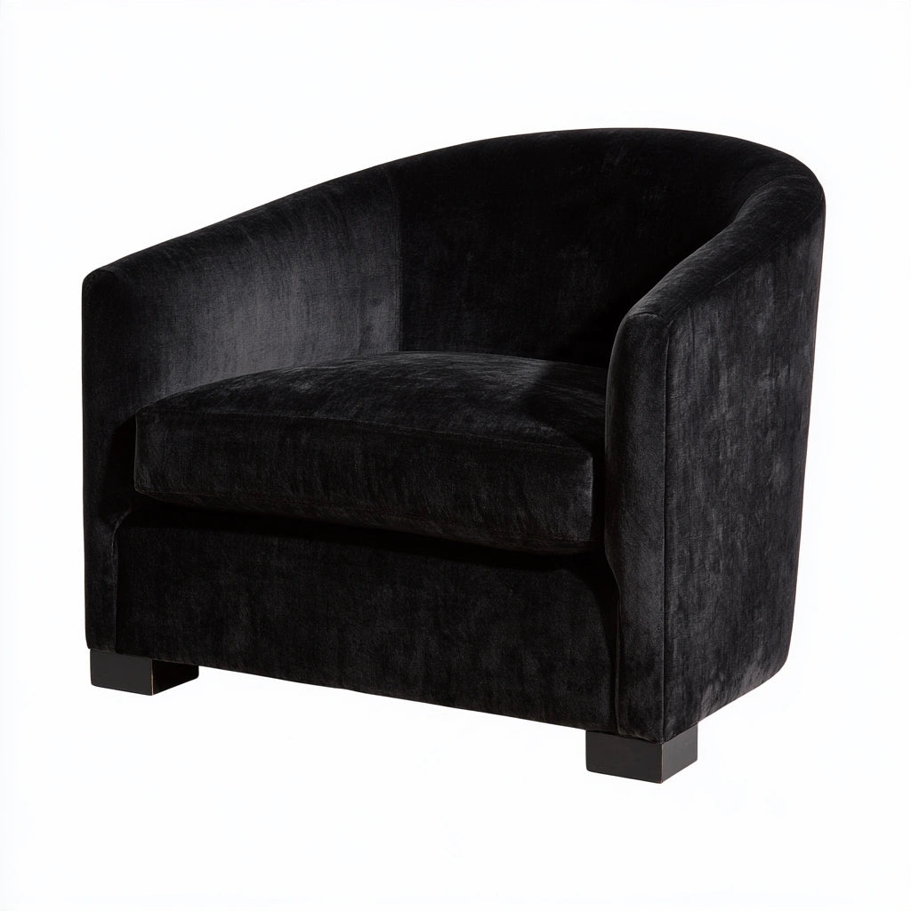Fauteuil club en velours, coloris noir