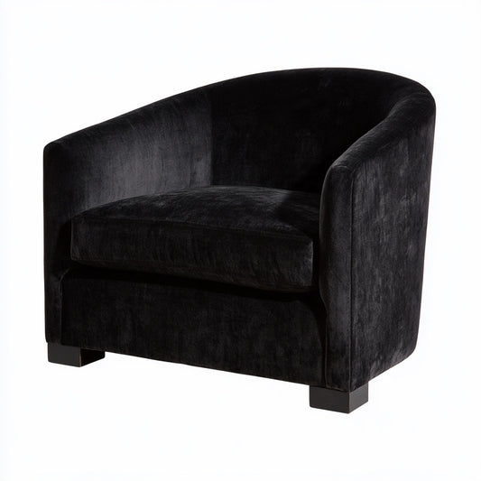 Fauteuil club en velours, coloris noir
