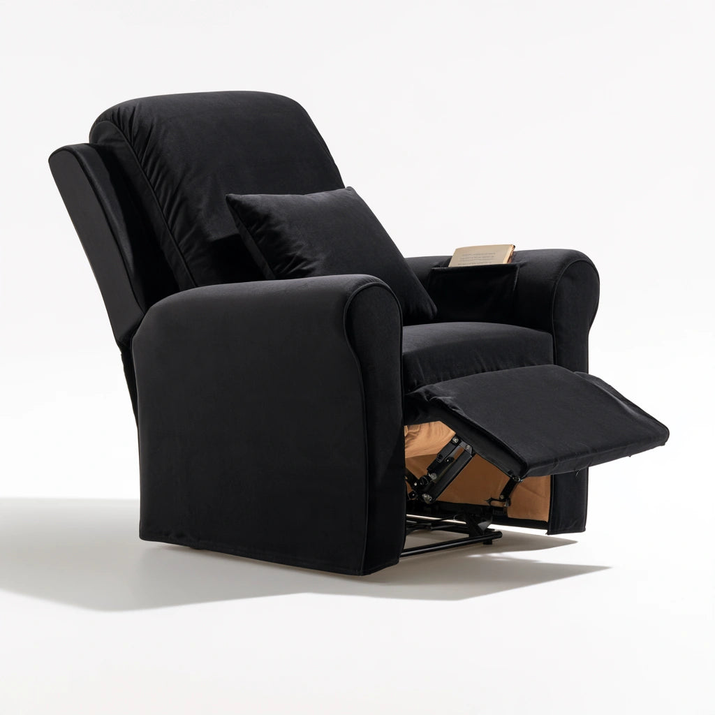 Housse extensible pour fauteuil relax en velours, coloris noir