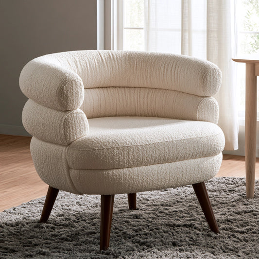 Fauteuil d'appoint en tissu bouclé, coloris blanc cassé