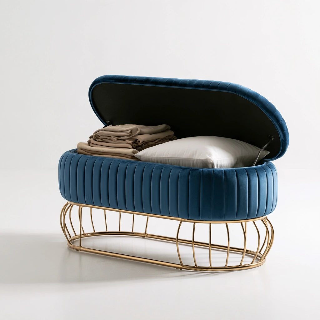 Banc avec rangement aux lignes épurées, coloris gris