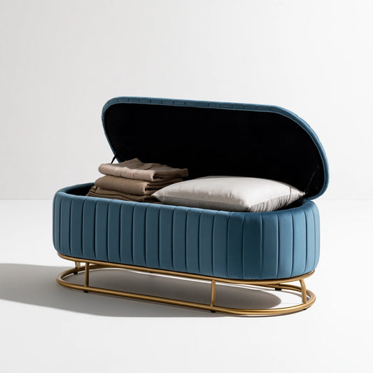 Banc avec rangement aux lignes épurées, coloris gris