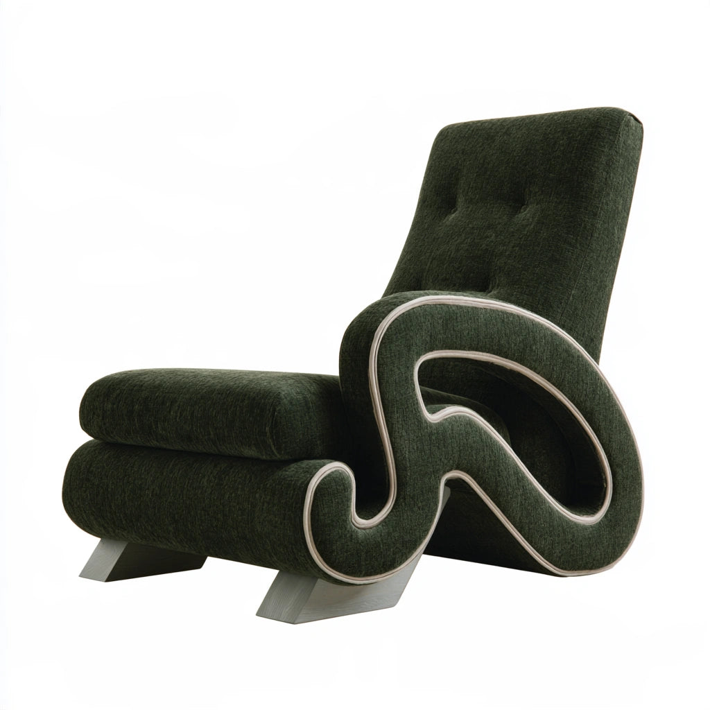Kelmire forest green fabric accent armchair, upholstered fauteuil d'appoint with soft cushioning and modern design.